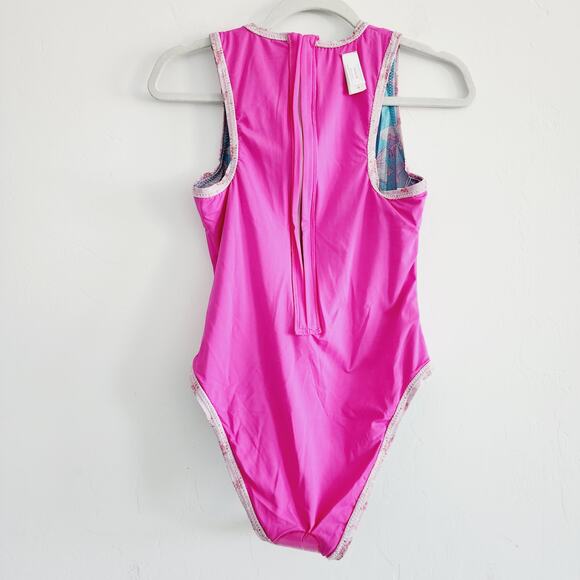 LoveShackFancy x Hurley Reversible Floral Blue & Pink One-Piece Swimsuit Medium - Picture 6 of 14